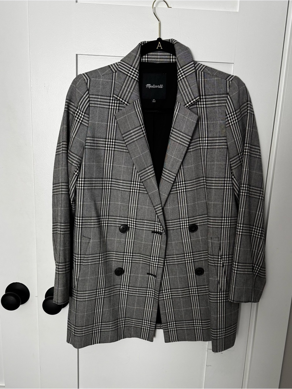 Madewell Plaid Double-Breasted Blazer